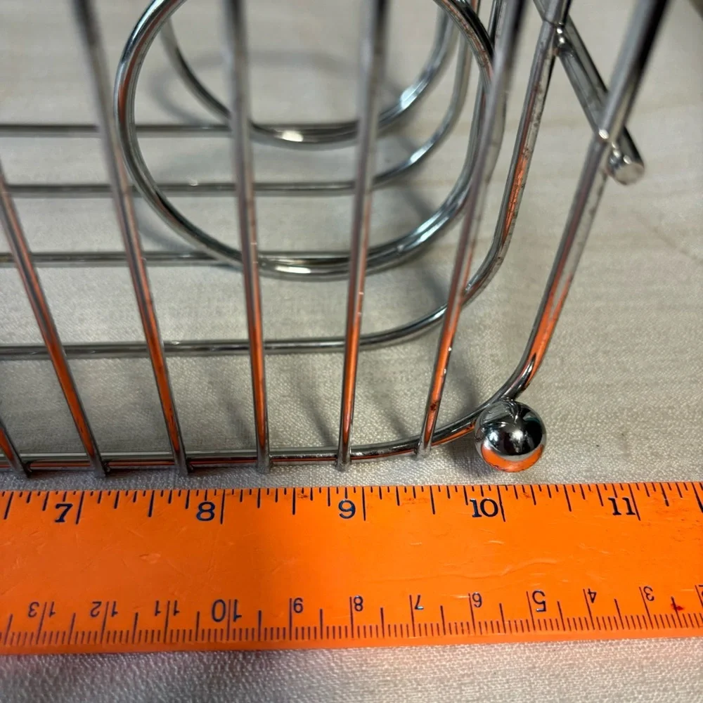 Stainless steel hair caddy holds curling iron & drier organizer with handle EUC